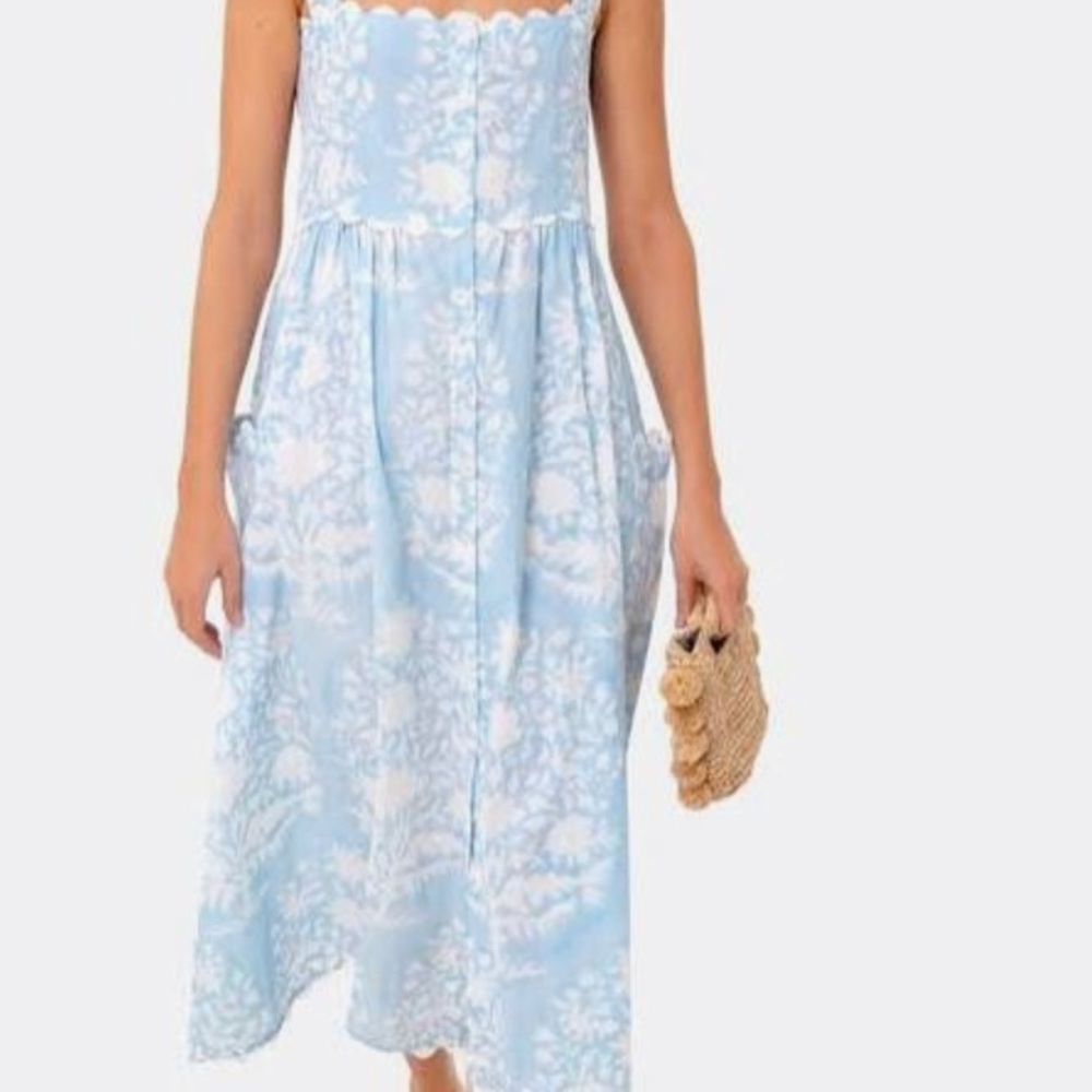 Juliet Dunn Pastel Blue Palladio Tie Shoulder Dress
